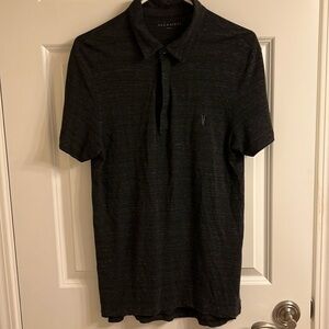 All Saints Men’s Small Dark Gray Polo Shirt Mint Condition